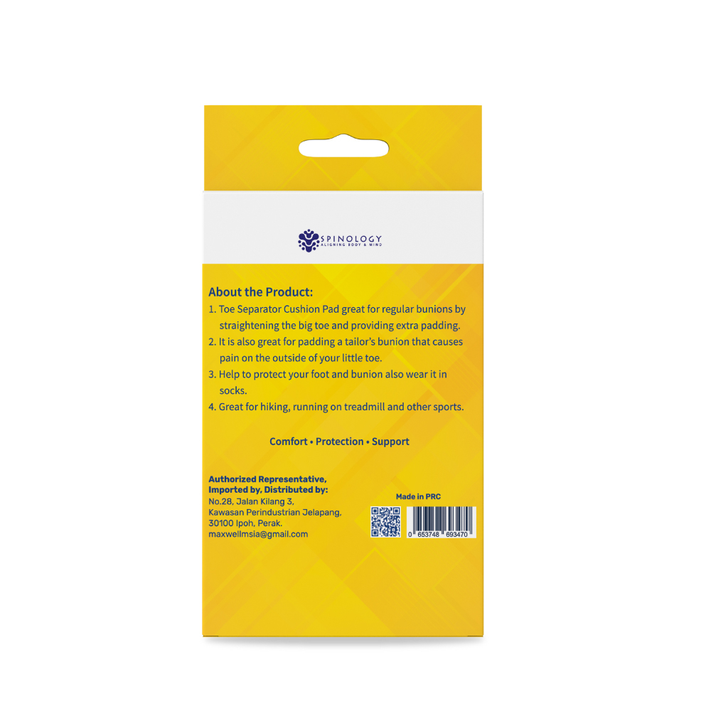 SPINOLOGY Toe Separator Cushion Pad 1 Pair for Toe Protector, Bunion Protector