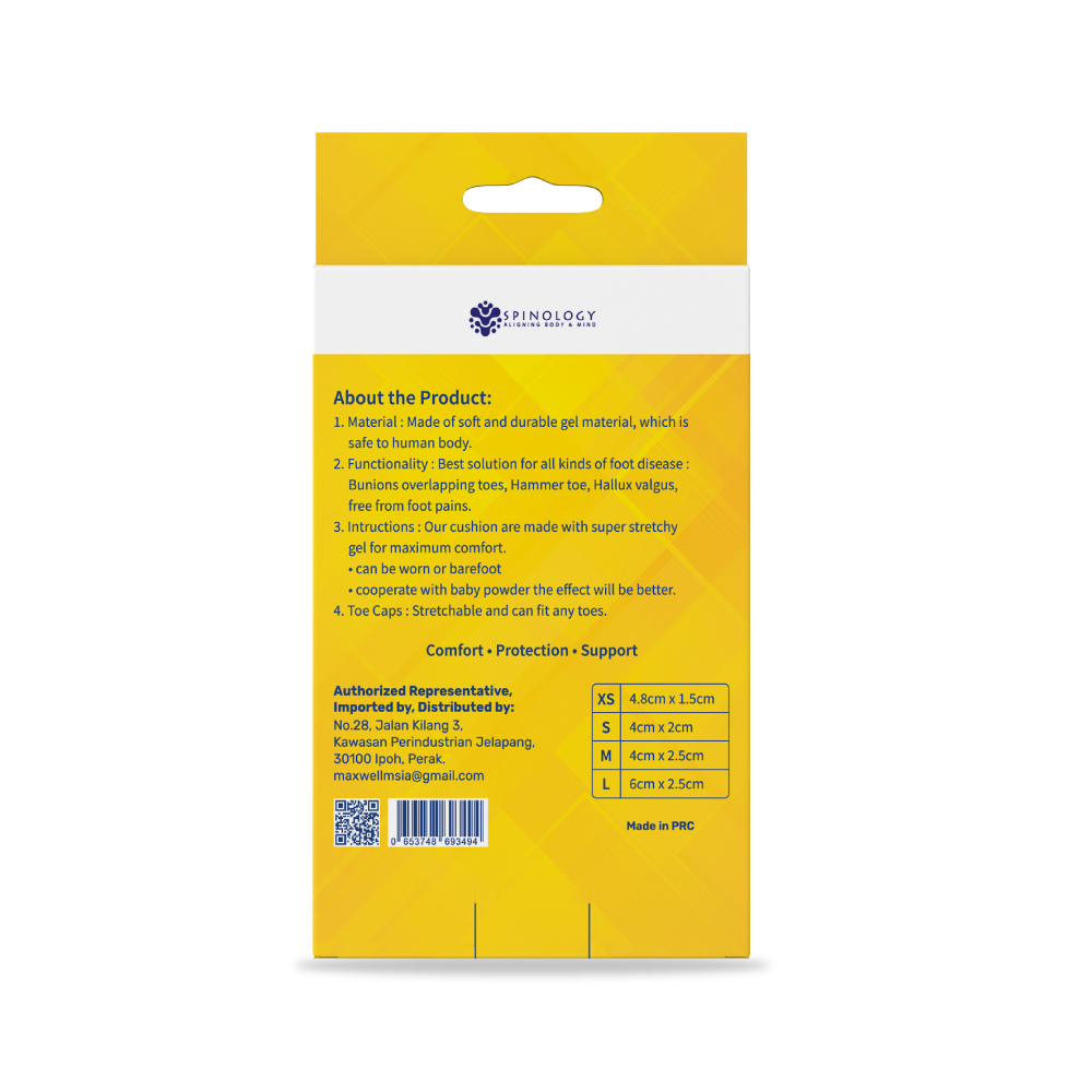SPINOLOGY Toe Sleeve Protector (XS/S/M/L) for Toe Protector, Sarung Jari Kaki