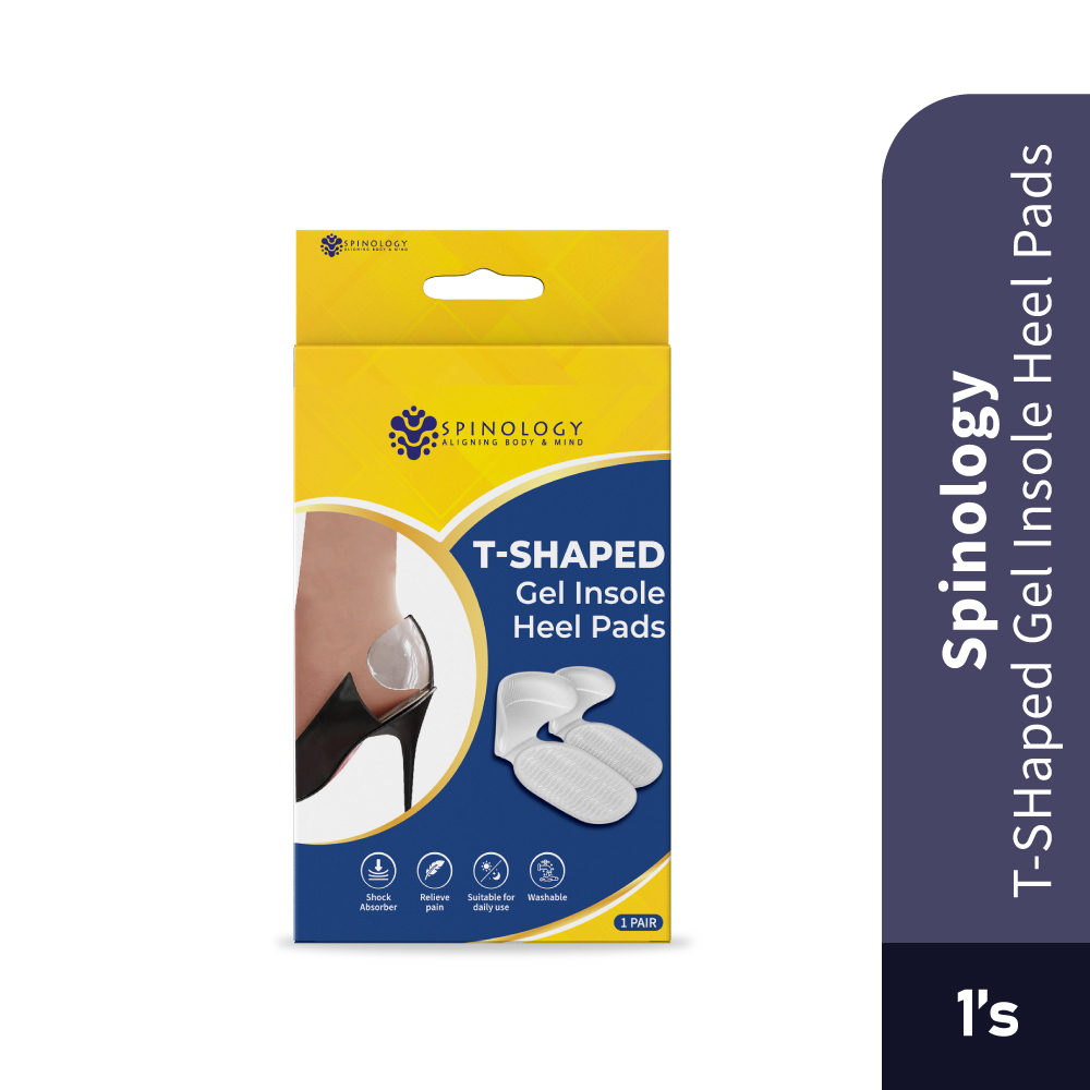 SPINOLOGY T-Shaped Gel Insole Heel Pads 1 Pair for Heel Protector, Heel Cushion