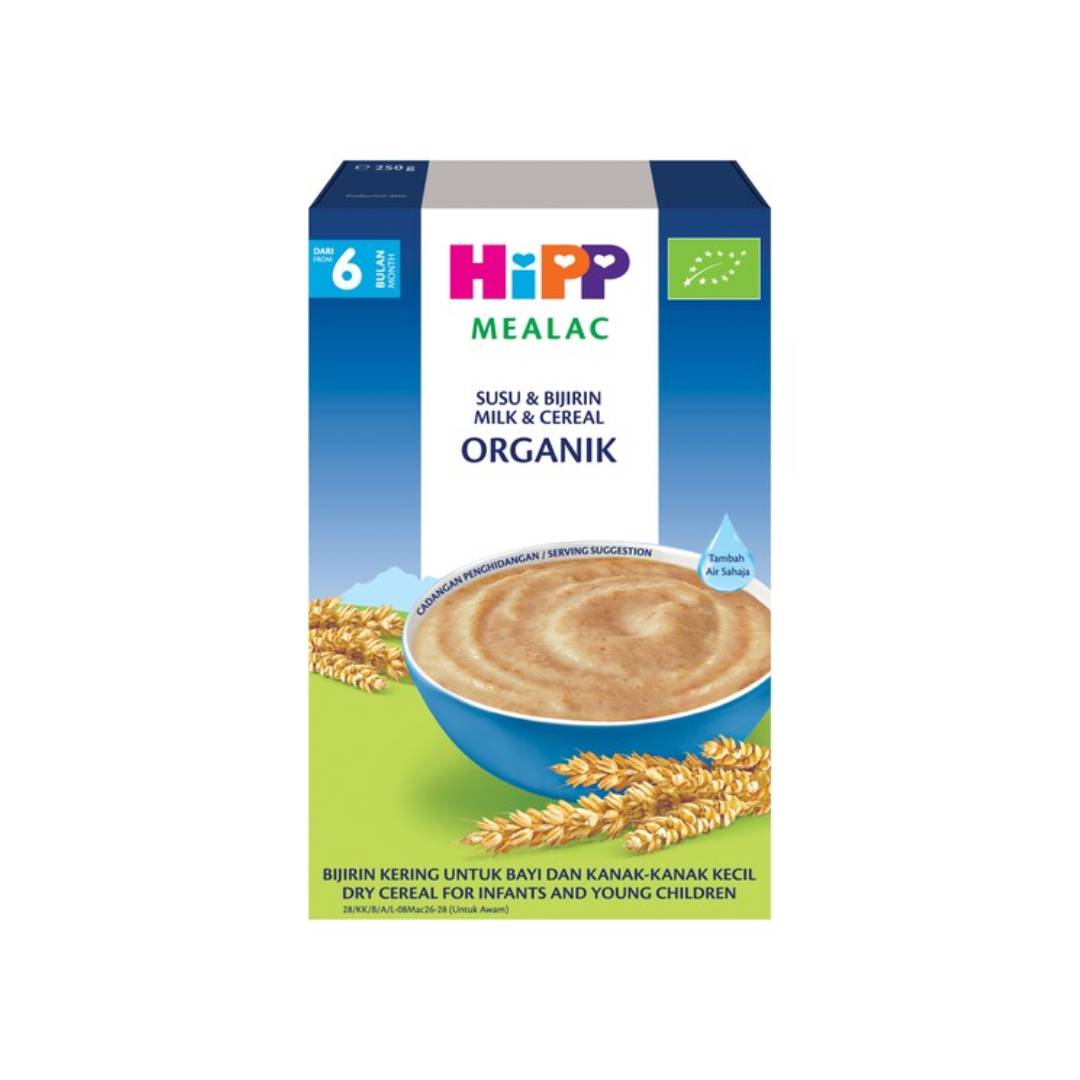 HIPP Mealac Organic Milk & Cereal 6 Months 250g (Original, Apple, Apple & Oat) for Baby Food