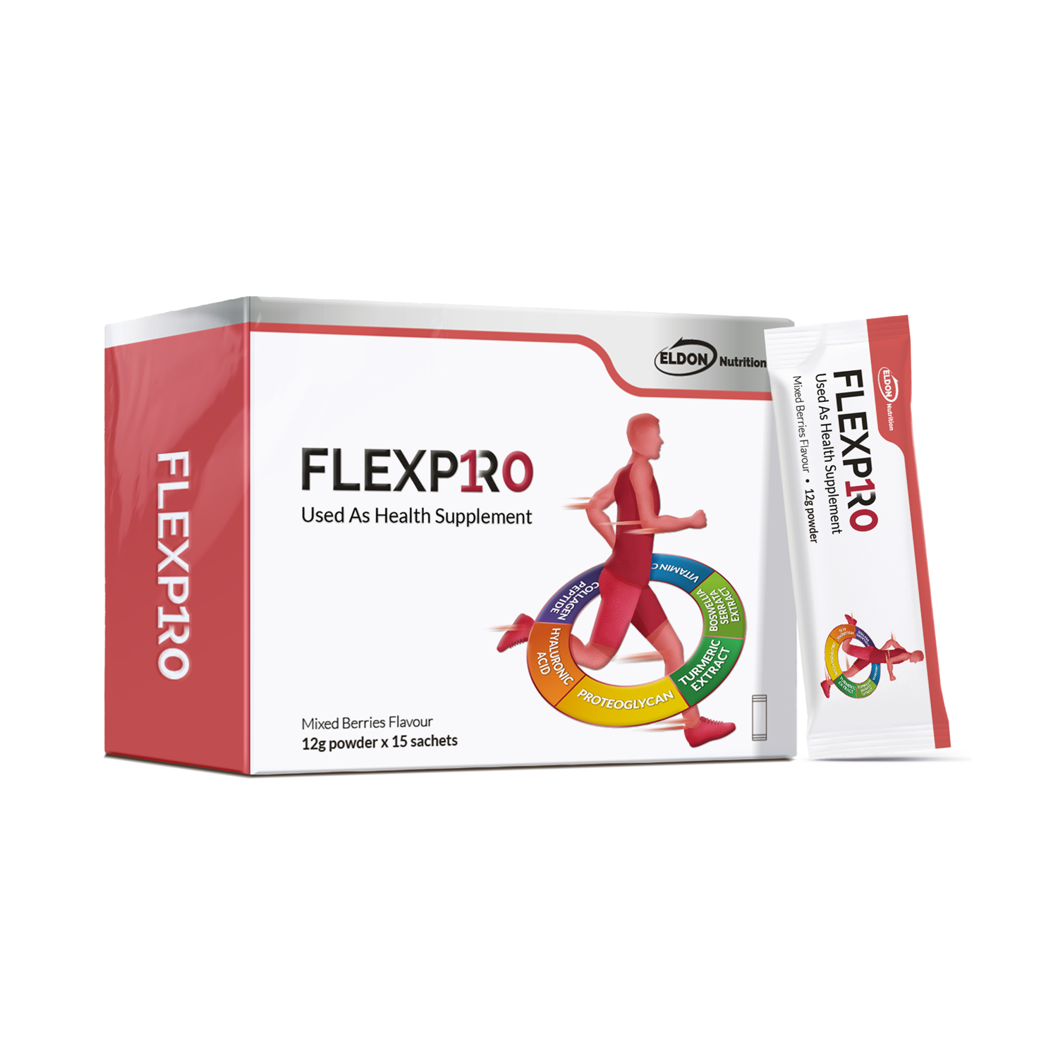 ELDON Nutrition Flexpro Powder 2x15's for Joint Supplement with Turmeric Extract, Ubat Sendi