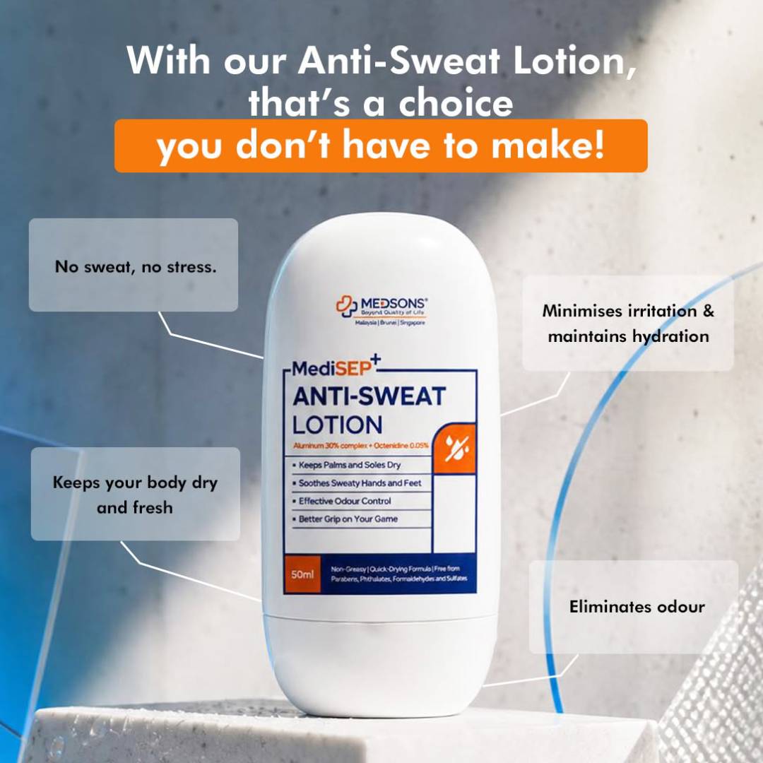 MEDSONS Medisep+ Anti Sweat Lotion 50ml for Sweat Cream, Sweat Lotion, Lotion Peluh
