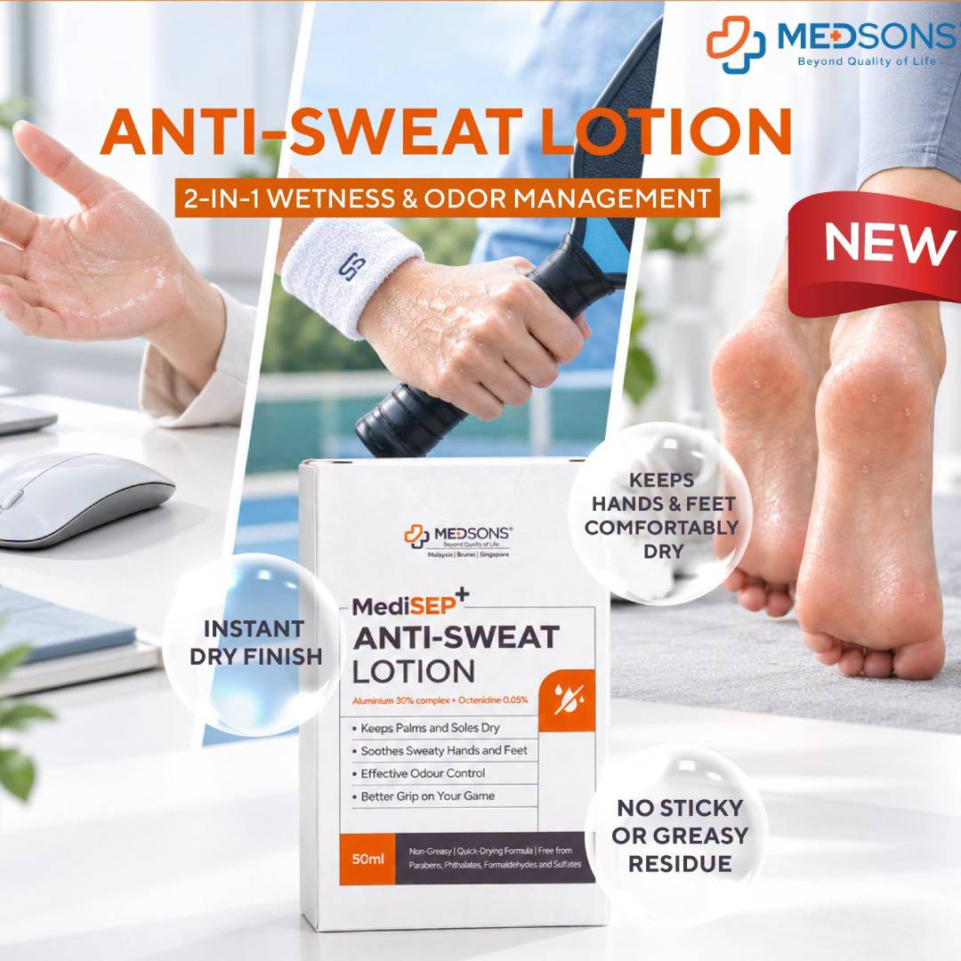 MEDSONS Medisep+ Anti Sweat Lotion 50ml for Sweat Cream, Sweat Lotion, Lotion Peluh