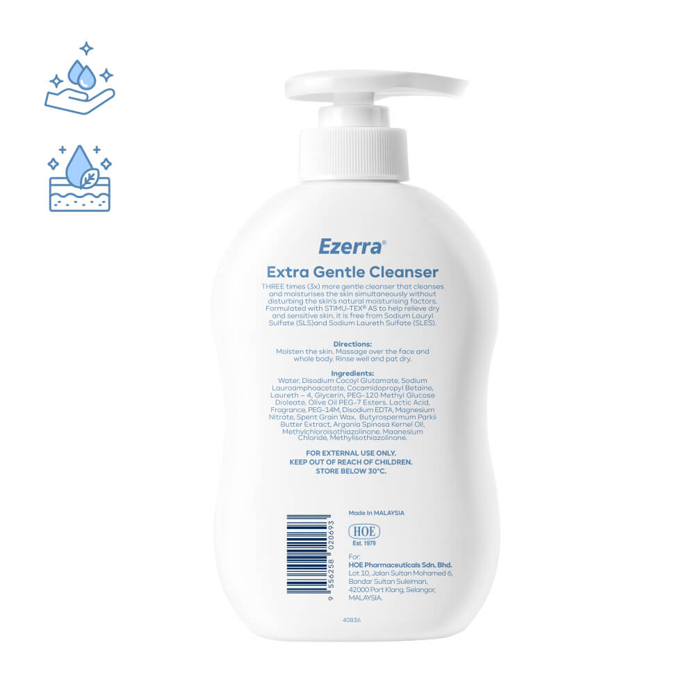 EZERRA Extra Gentle Cleanser 500ml Baby Wash for Dry Sensitive Skin, Sabun Bayi