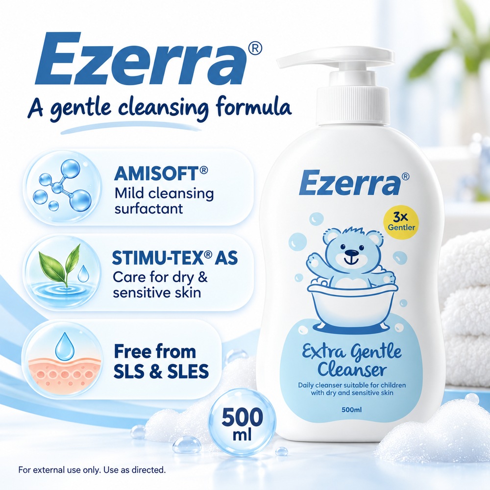 EZERRA Extra Gentle Cleanser 500ml Baby Wash for Dry Sensitive Skin, Sabun Bayi