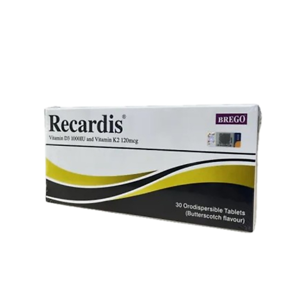 BREGO Recardis 30's with Vitamin D3, Vitamin K2 for Bone Supplement, Ubat Tulang
