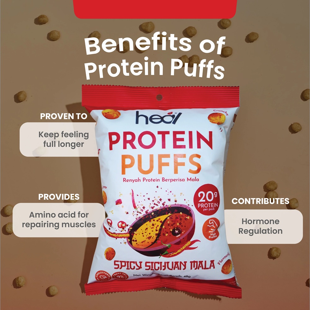 HEAL Protein Puff 48g (Sour Cream, Tom Yum, Nasi Lemak, Sichuan) for Soy Protein Puffs