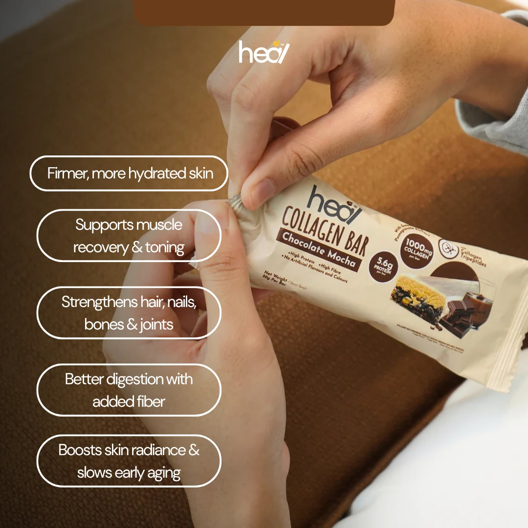 HEAL Collagen Bar 30g X 12's (Chocolate Mocha / Glowy Peach Tea) for Bar Kolagen, Snek Kolagen
