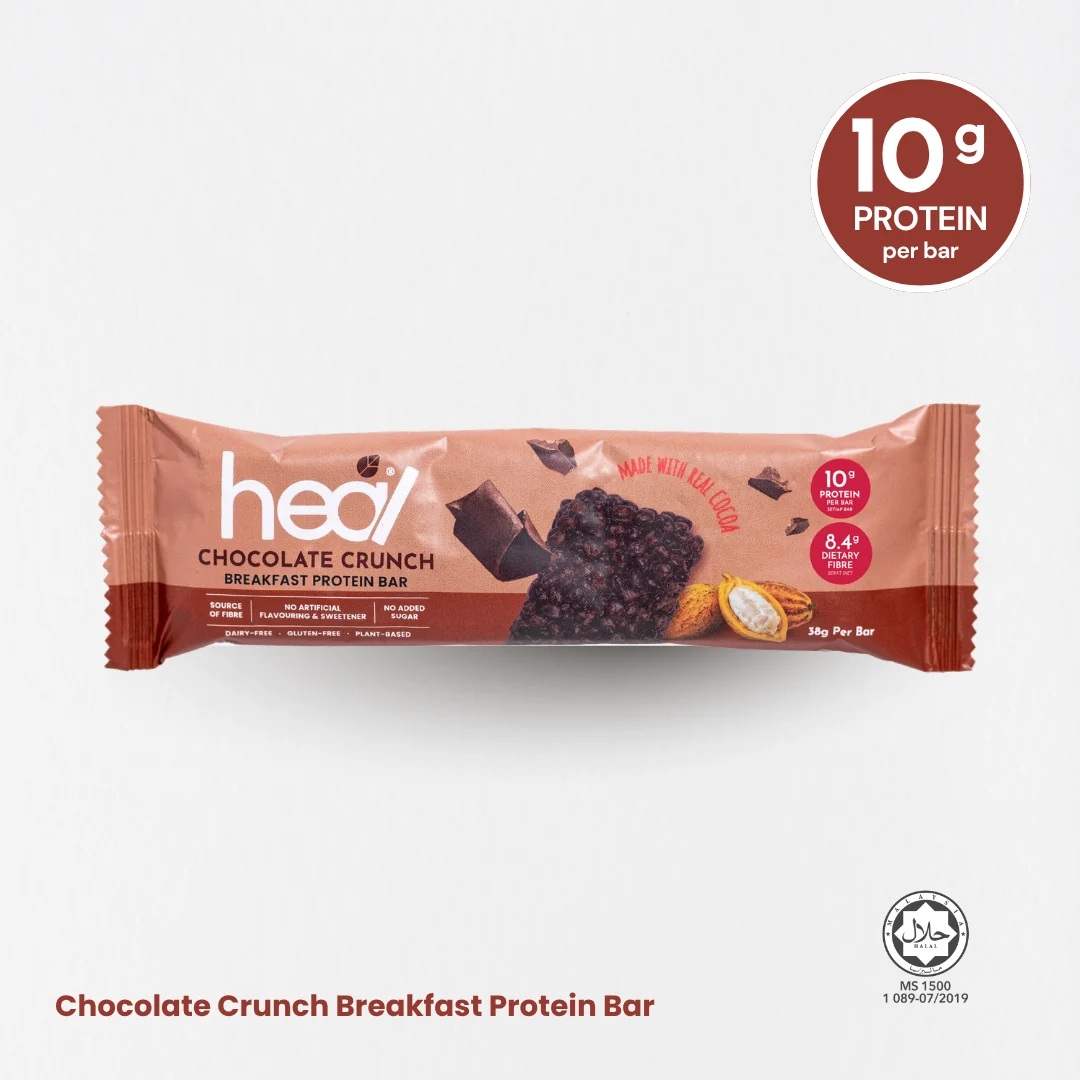 HEAL Breakfast Protein Bar 38g X 12's - Chocolate Crunchy, Fruity Raspberry for Bar Protein