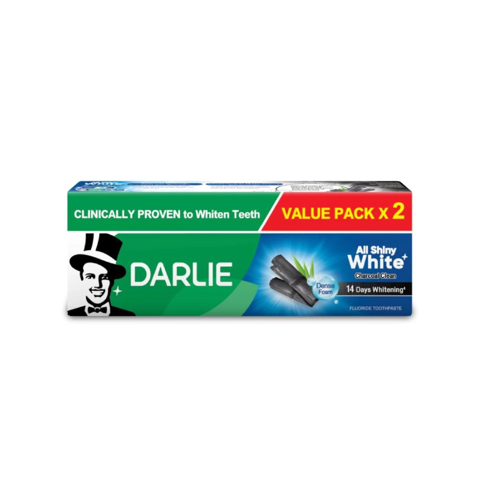 DARLIE All Shiny White 140g X 2's (Charcoal Clean / Lime Mint) Darlie Toothpaste, Ubat Gigi