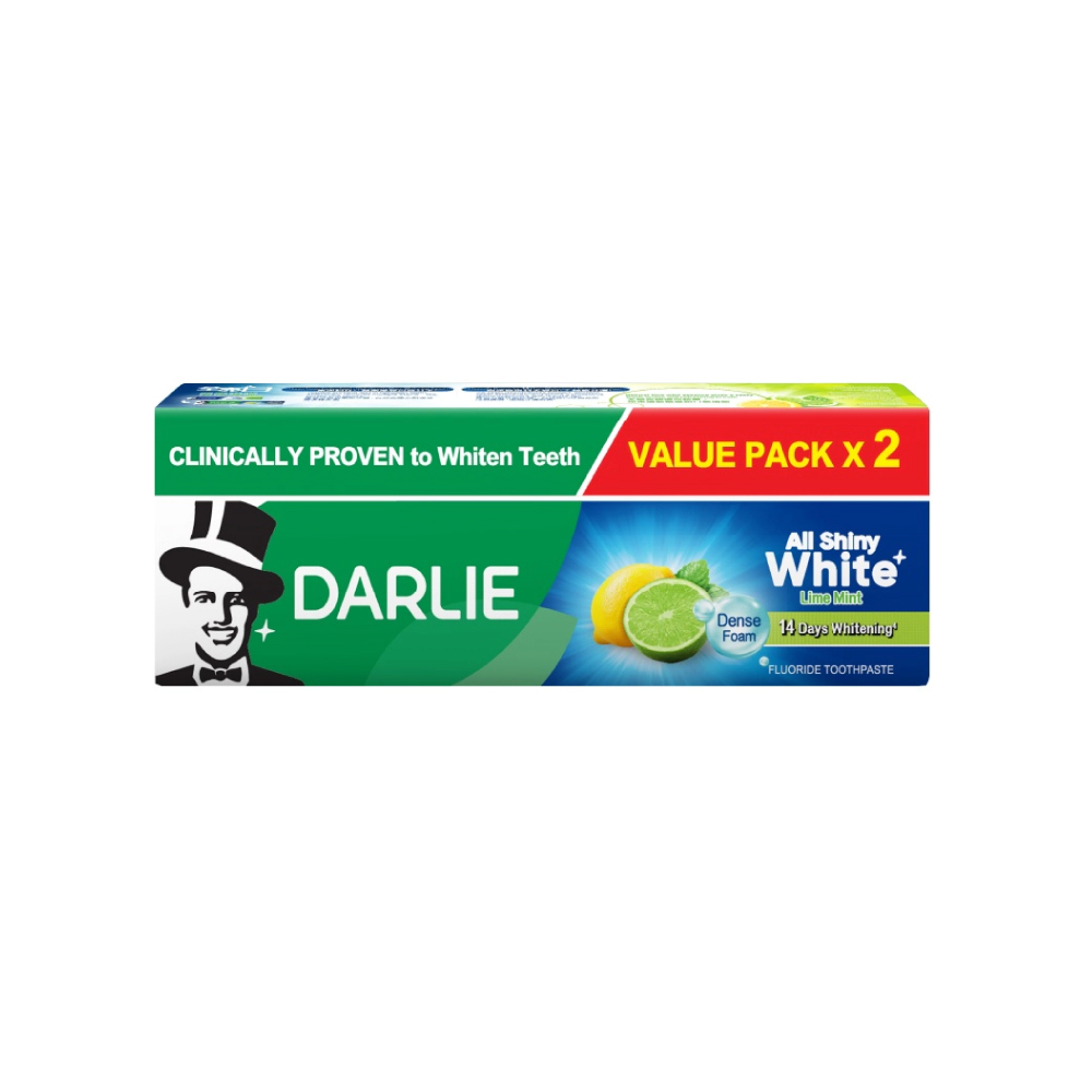 DARLIE All Shiny White 140g X 2's (Charcoal Clean / Lime Mint) Darlie Toothpaste, Ubat Gigi
