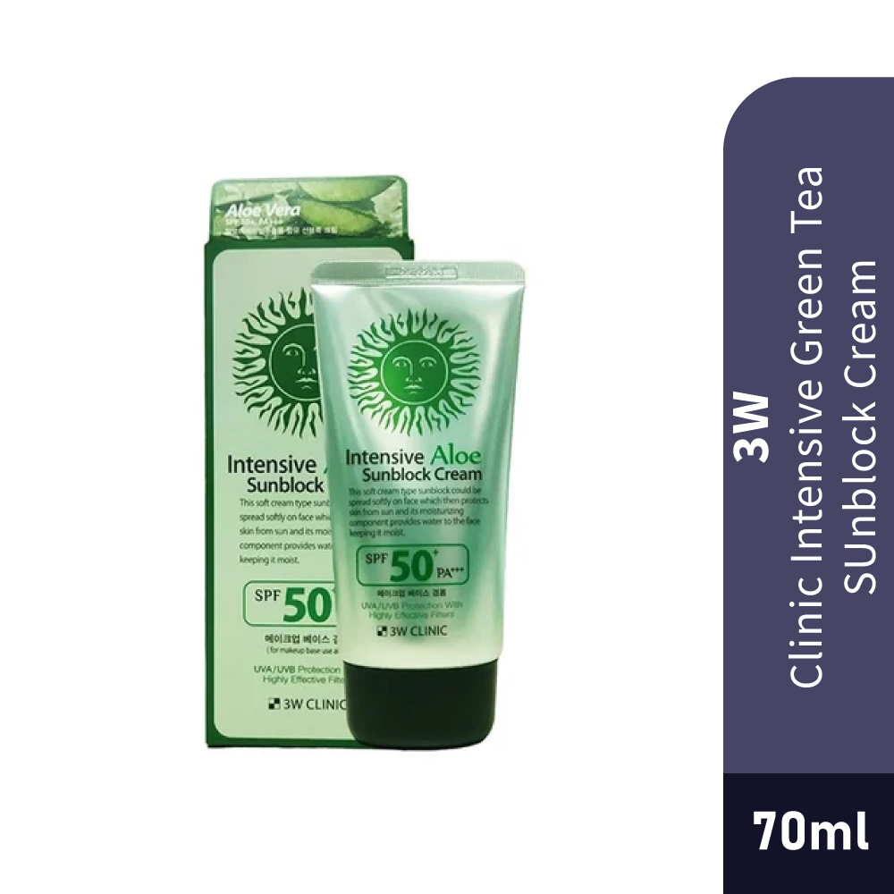 3W CLINIC Intensive Aloe Sunblock Cream 70ml for 3W Sunscreen, Sunblock Muka