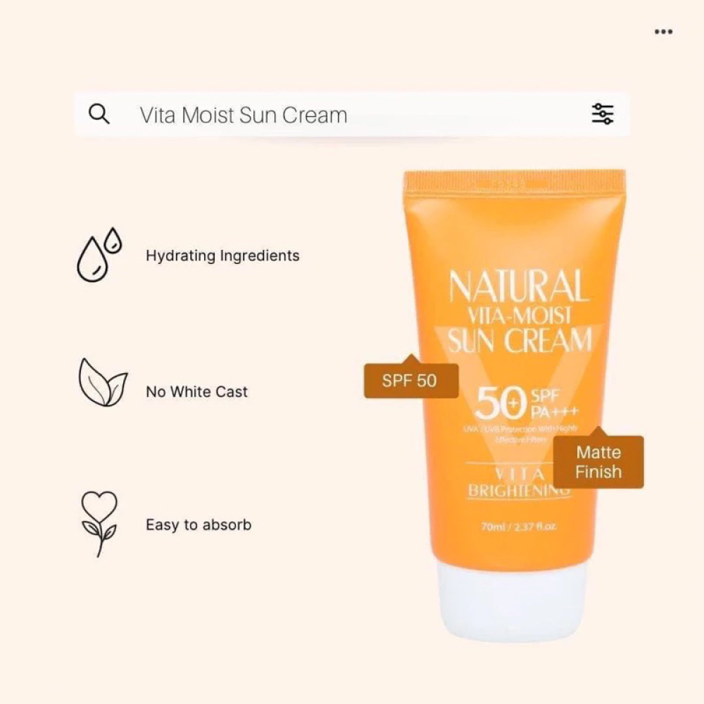 3W CLINIC Vita Moist Sun Cream 70ml for 3w Sunscreen, 3w Sunblock, Sunscreen Vitamin E