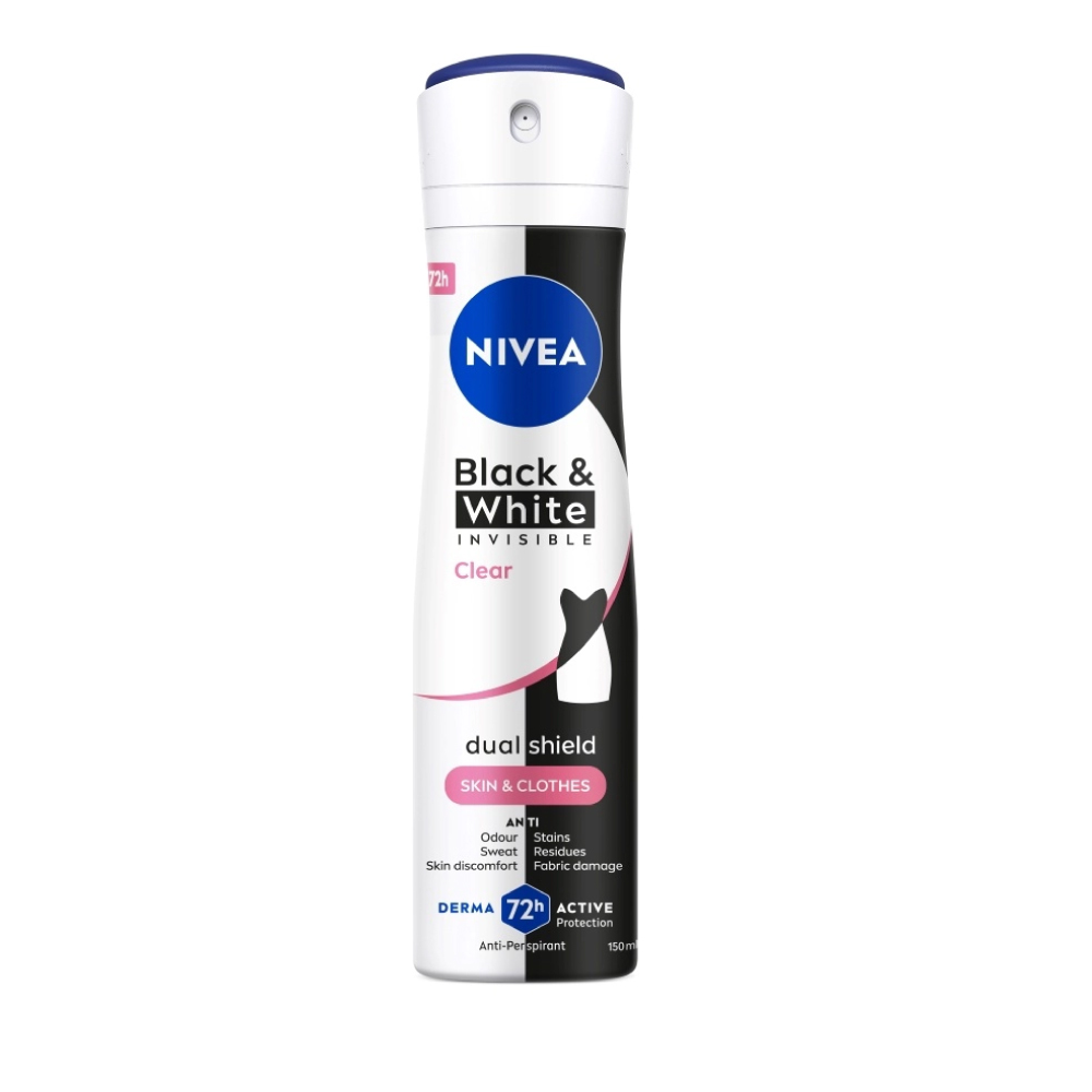 NIVEA Black & White Clear Spray 150ml (1's / 2's) for Deodorant Spray, Nivea Deodorant