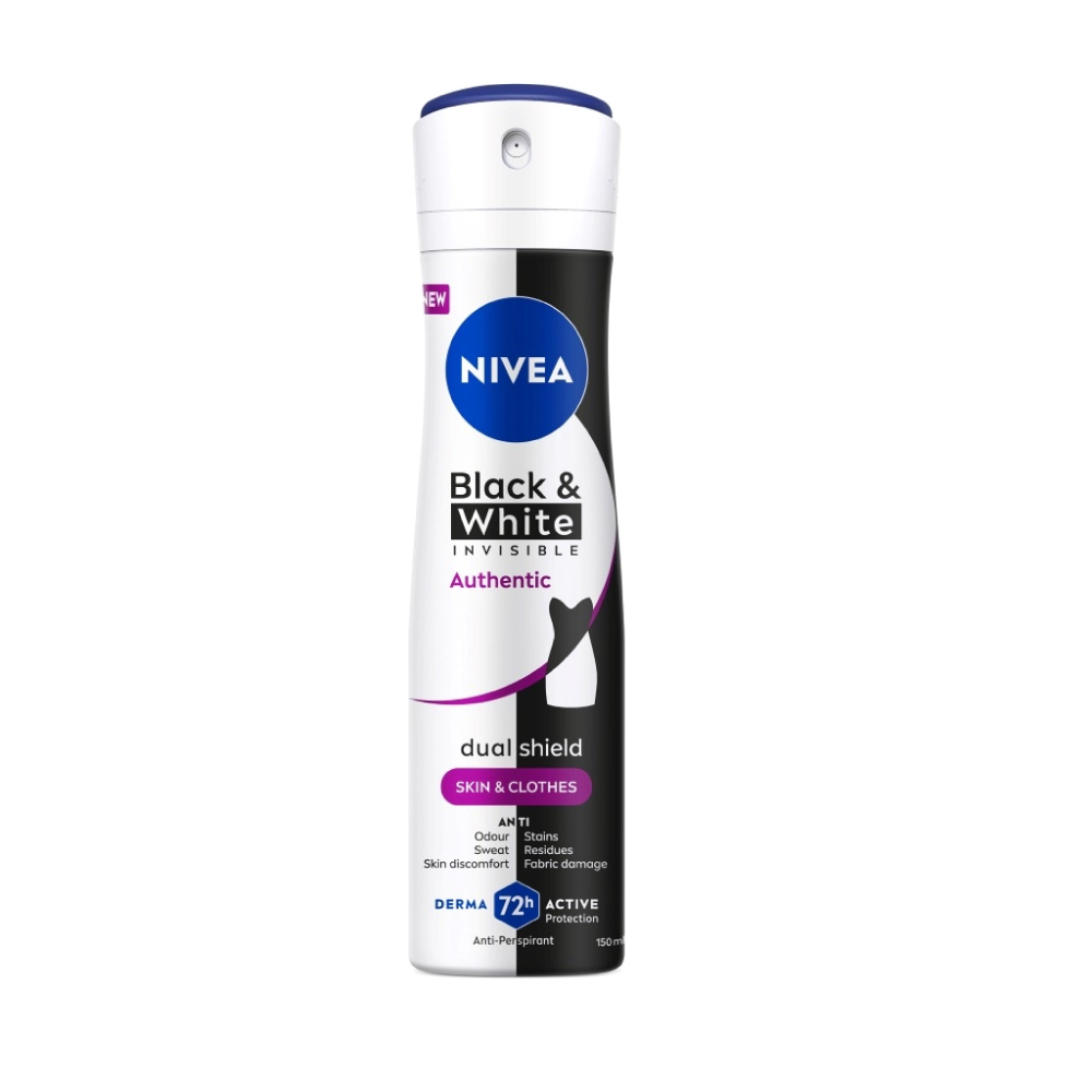 NIVEA Black & White Authentic Spray 150ml (1's / 2's) for Deodorant Spray, Nivea Deodorant