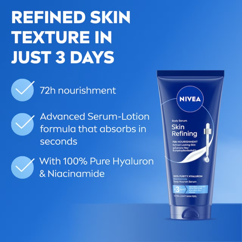 NIVEA Skin Refining Body Serum Lotion 200ml for Niacinamide Body Lotion, Body Moisturiser