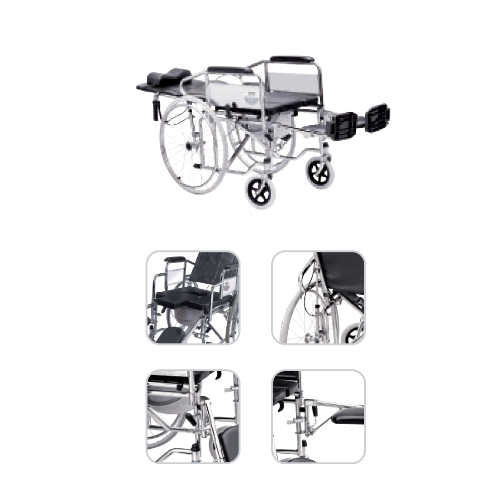 MAXWELL Steel Reclining Wheelchair with Commode for Kerusi Roda Tandas, Kerusi Roda Commode