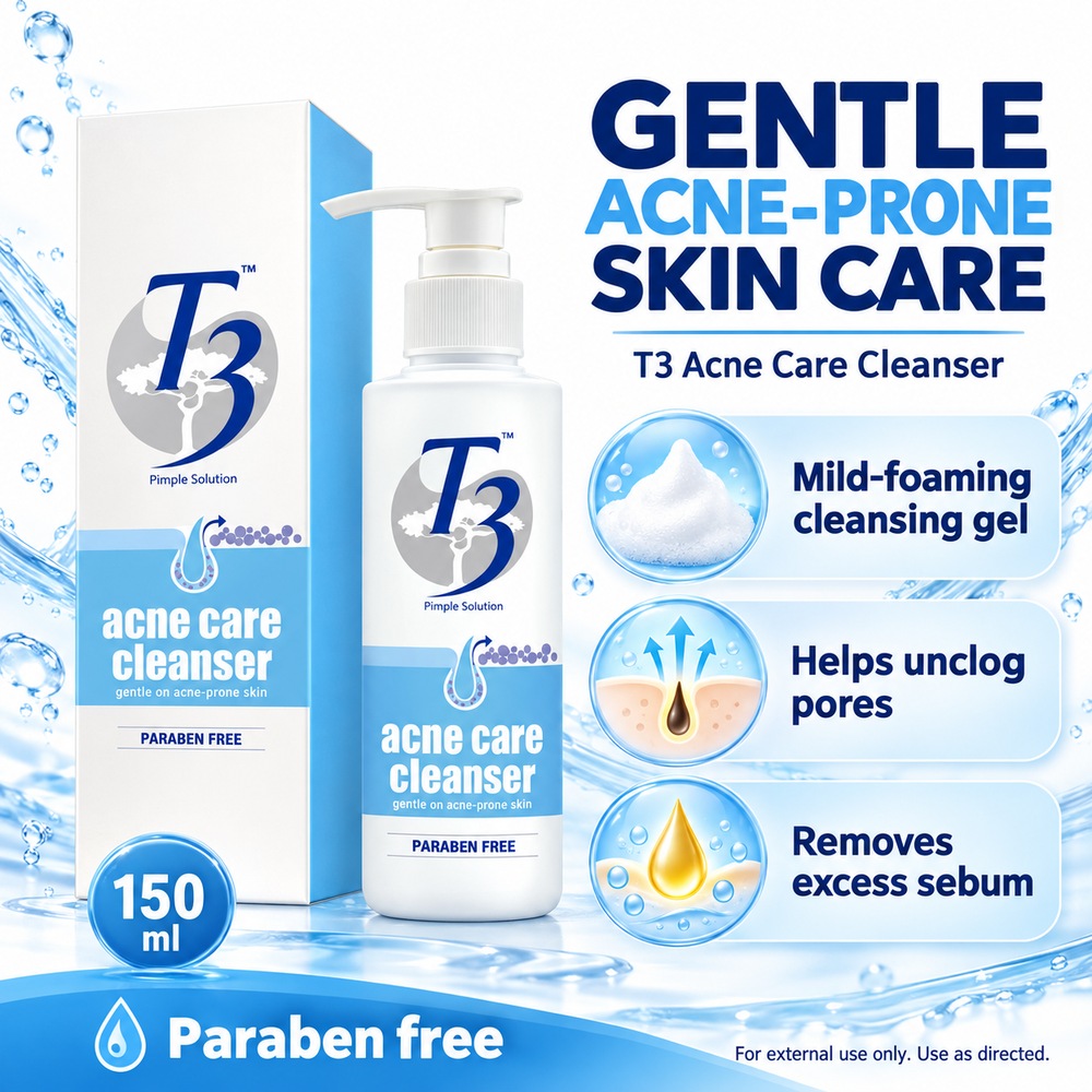 T3 Acne Care Cleanser 150ml for Acne Face Wash, Pencuci Muka Berjerawat, Acne Cleanser