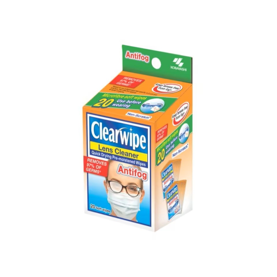 CLEARWIPE Lens Cleaner Antifog 20's for Lens Cleansing Wipes, Tisu Cermin Mata