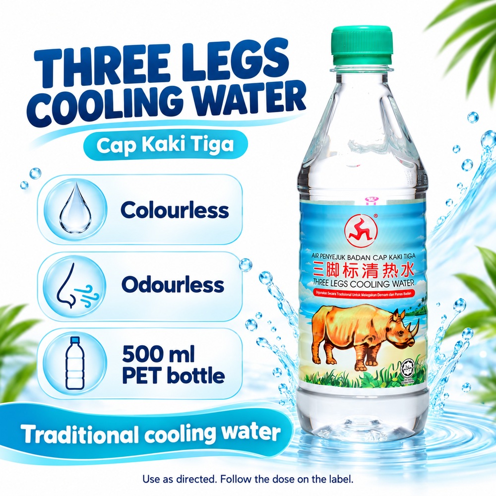 THREE LEGS Cooling Water 500ml for Air Cap Tiga Kaki, Three Legs Air Badak, Air Cap Badak