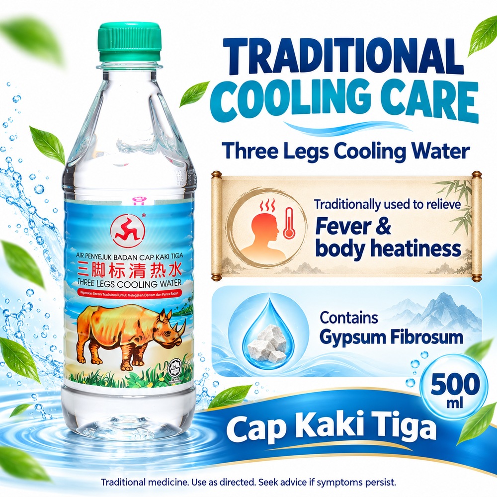 THREE LEGS Cooling Water 500ml for Air Cap Tiga Kaki, Three Legs Air Badak, Air Cap Badak