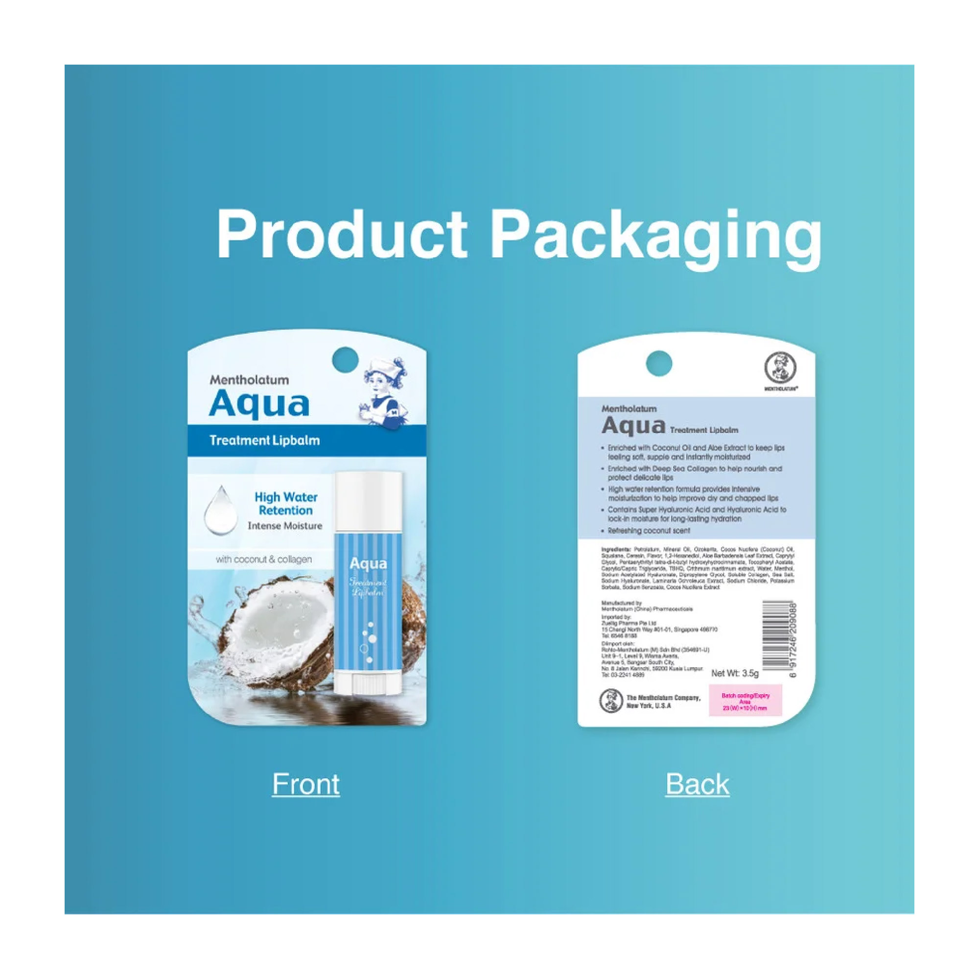 Mentholatum Aqua Treatment Lipbalm - Waterlip Fresh Peppermint 3.5G