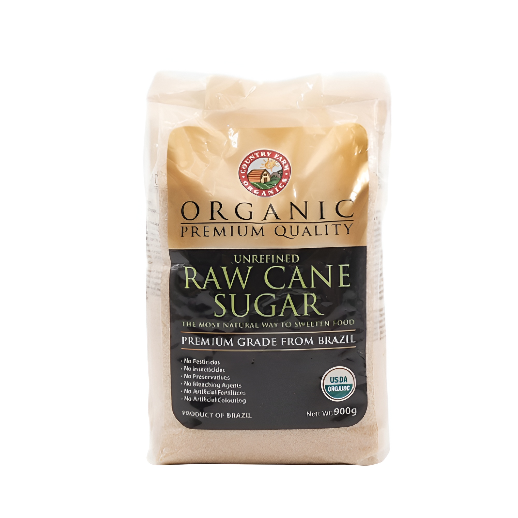 COUNTRY FARM Certified Organic Raw Cane Sugar 900g