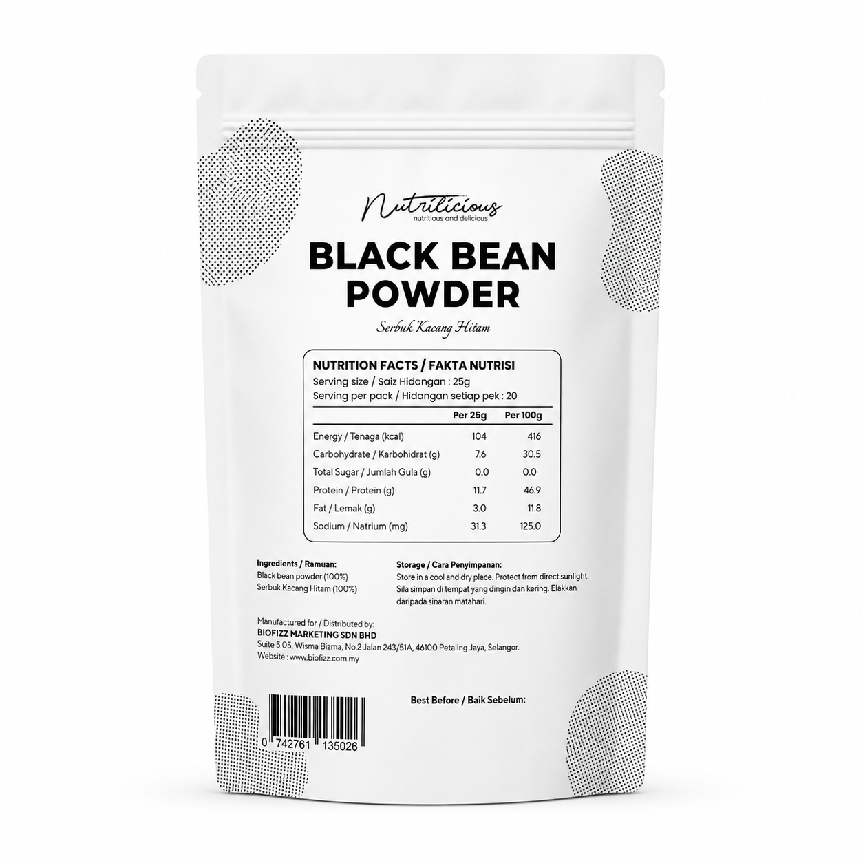 NUTRILICIOUS Black Soy Milk Powder Serbuk Susu Soya Hitam 500g