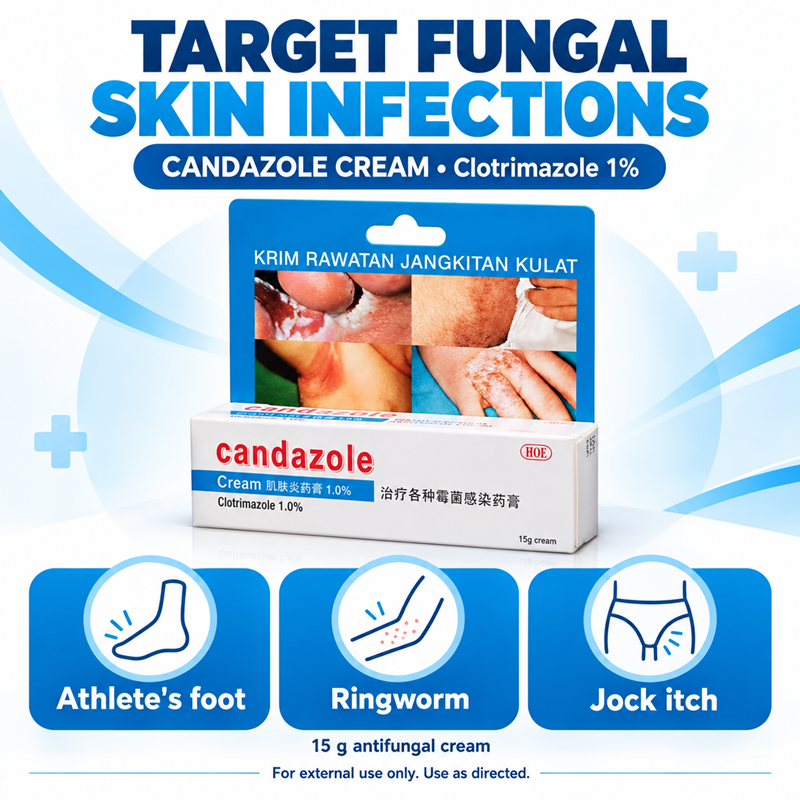 HOE Candazole Cream 15g Clotrimazole 1% Antifungal Cream, Ubat Kulat Kaki, Fungal Remover