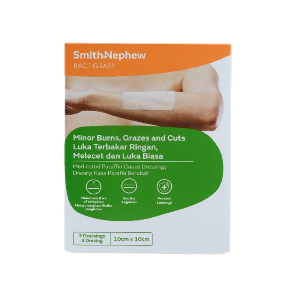 SMITH & NEPHEW Bactigras 10cm x 10cm  3'S