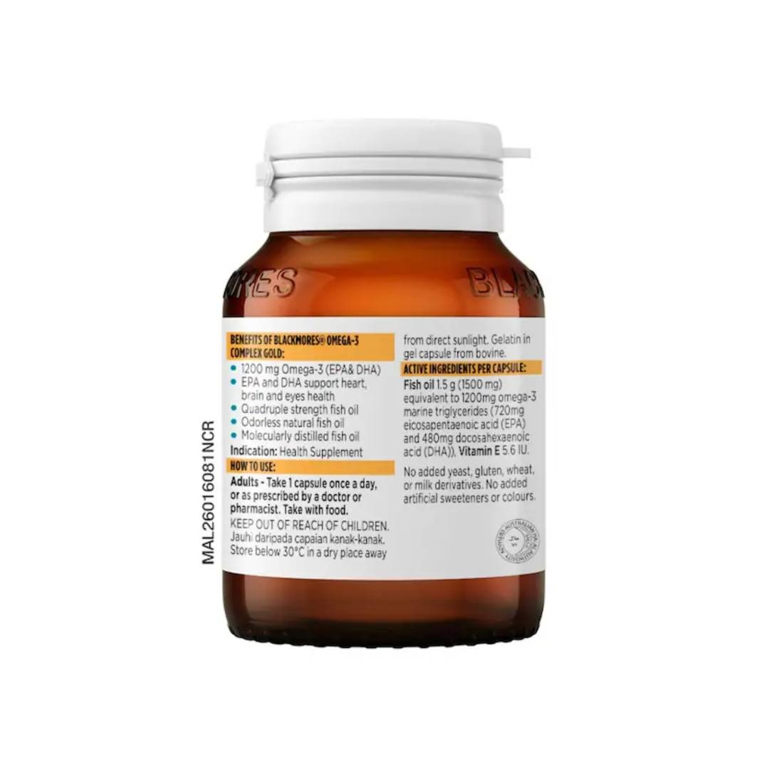 BLACKMORES Omega-3 Complex Gold 30's with Dha, Epa, Fish Oil Supplement, Blackmores Fish Oil
