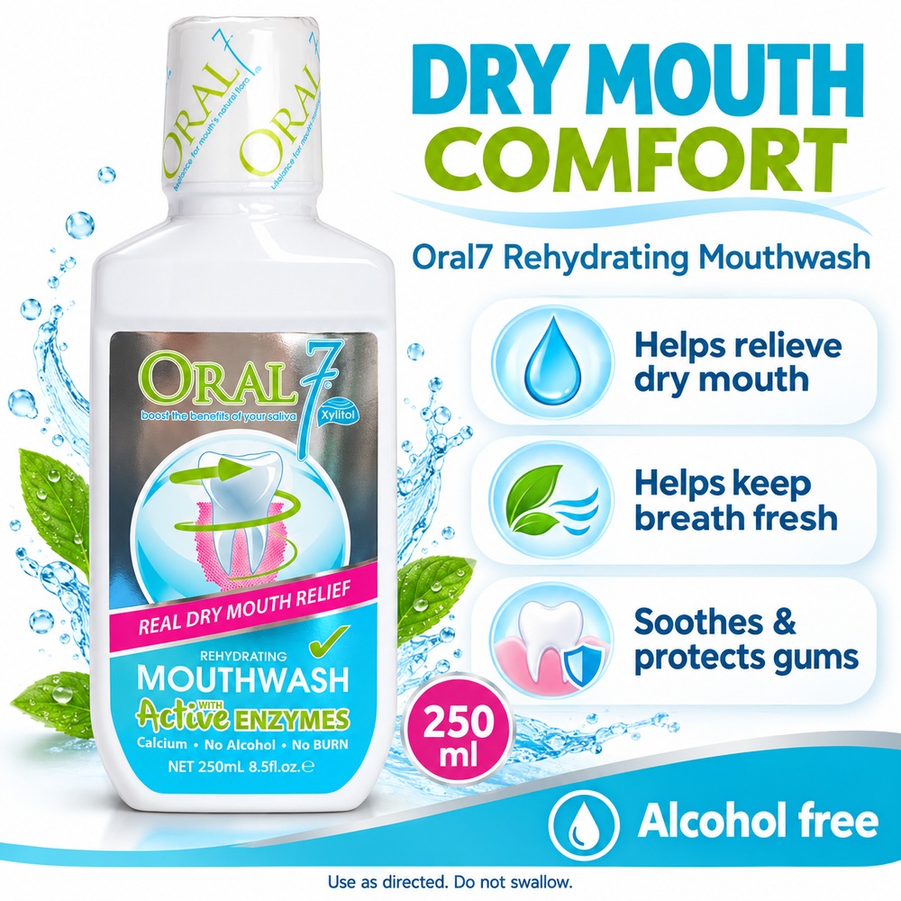 ORAL7 Rehydrating Mouthwash 250ml with Xylitol, Oralseven Mouthwash, Ubat Kumur Mulut