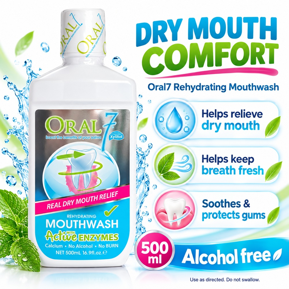 ORAL7 Rehydrating Mouthwash 500ml for Ubat Kumur Mulut, Dry Mouth Care, Mulut Kering, Oralseven