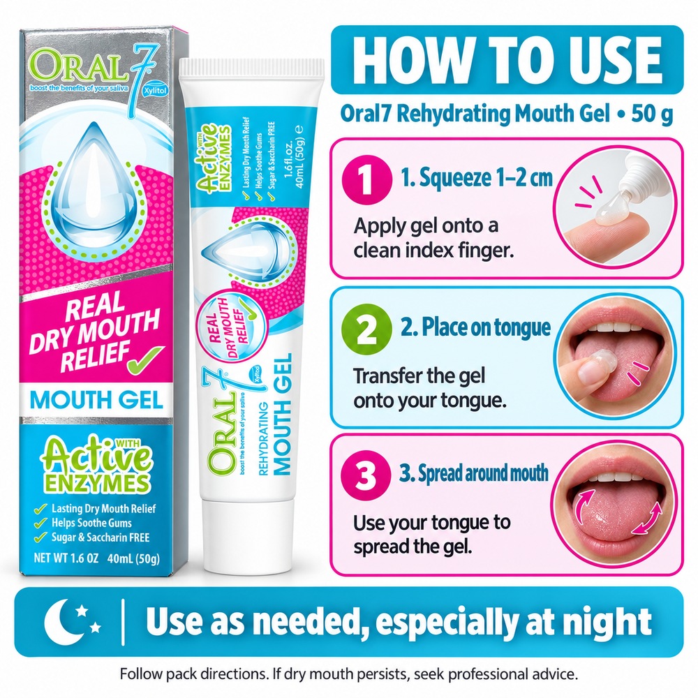 ORAL7 Rehydrating Mouth Gel 50g with Active Enzyme for Gel Mulut, Oralseven Mouth Gel