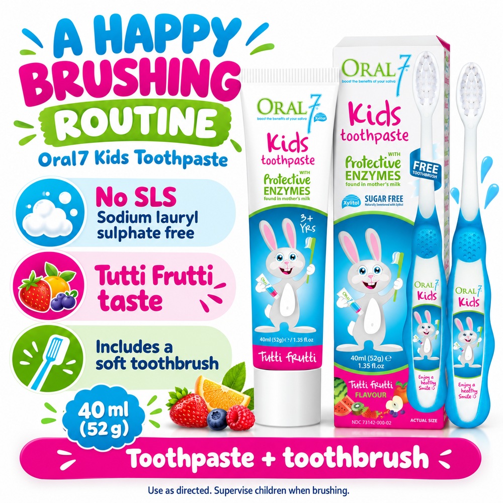 ORAL7 Kids Toothpaste 52g Tutti Fruitti with Fluoride, Ubat Gigi Kanak-Kanak, Oralseven