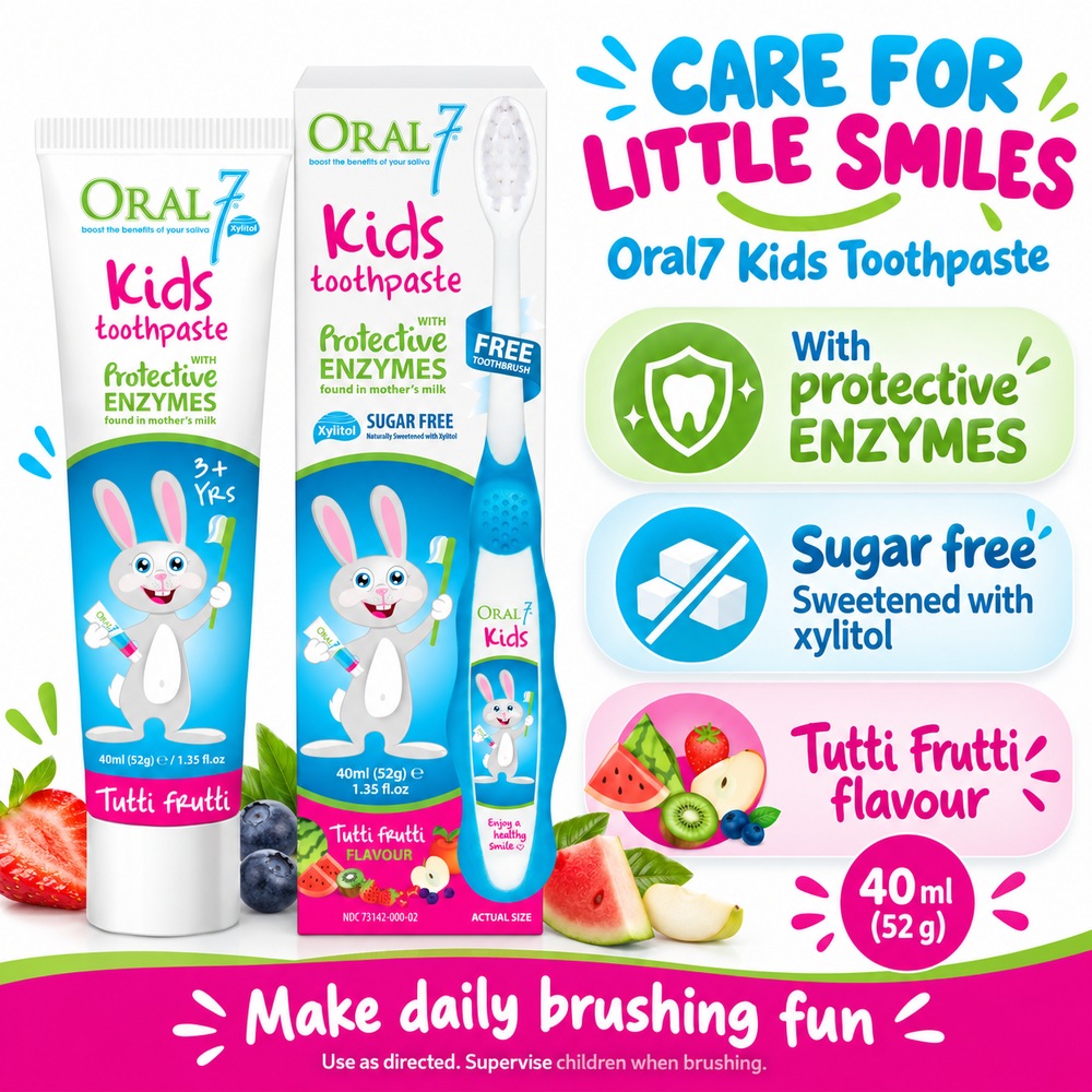 ORAL7 Kids Toothpaste 52g Tutti Fruitti with Fluoride, Ubat Gigi Kanak-Kanak, Oralseven