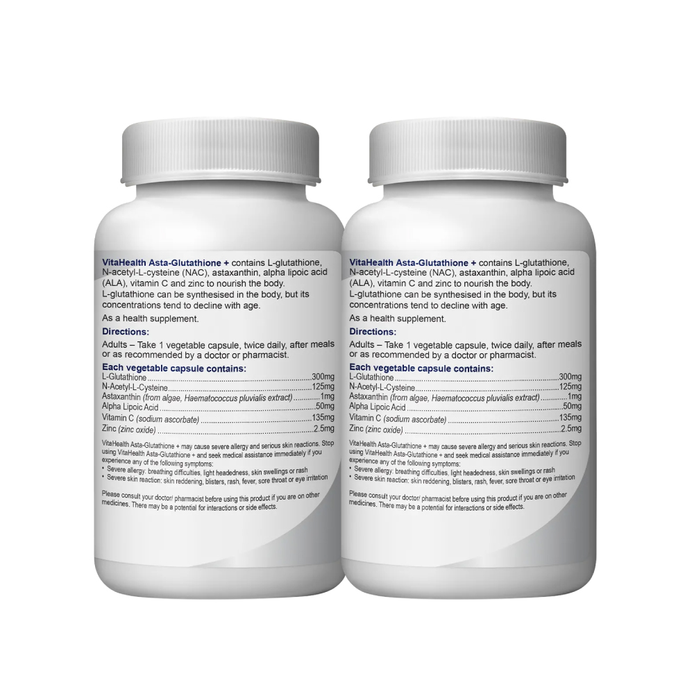 (CLR)VITAHEALTH Asta-glutathione Plus 2x 30's- L glutathione , Vitamin C , Zinc (EXP:03/2027)