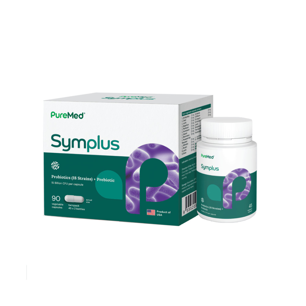 PUREMED Symplus Prebiotics & Probiotics Vege Capsules 45's x 2 - Detox, Digestion & Gut Health with Probiotic, Prebiotic
