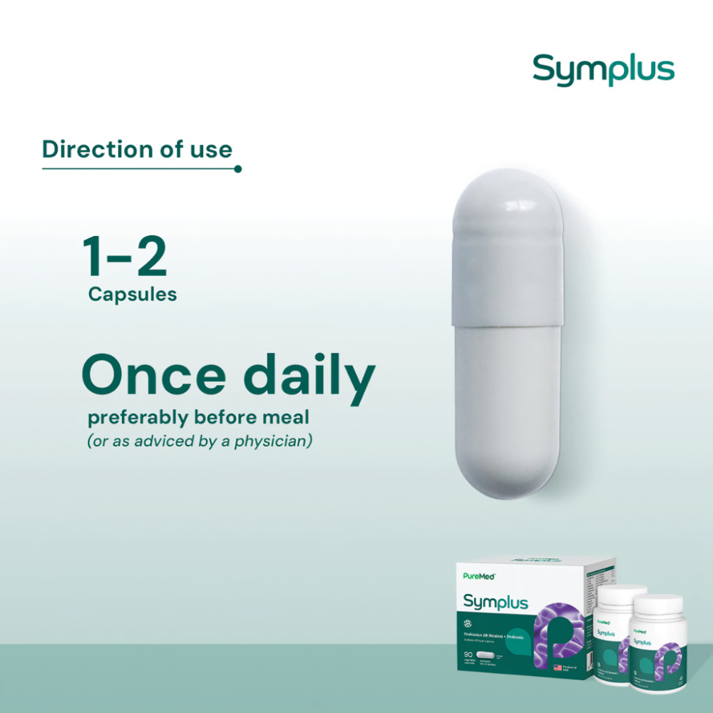 PUREMED Symplus Prebiotics & Probiotics Vege Capsules 45's x 2 - Detox, Digestion & Gut Health with Probiotic, Prebiotic
