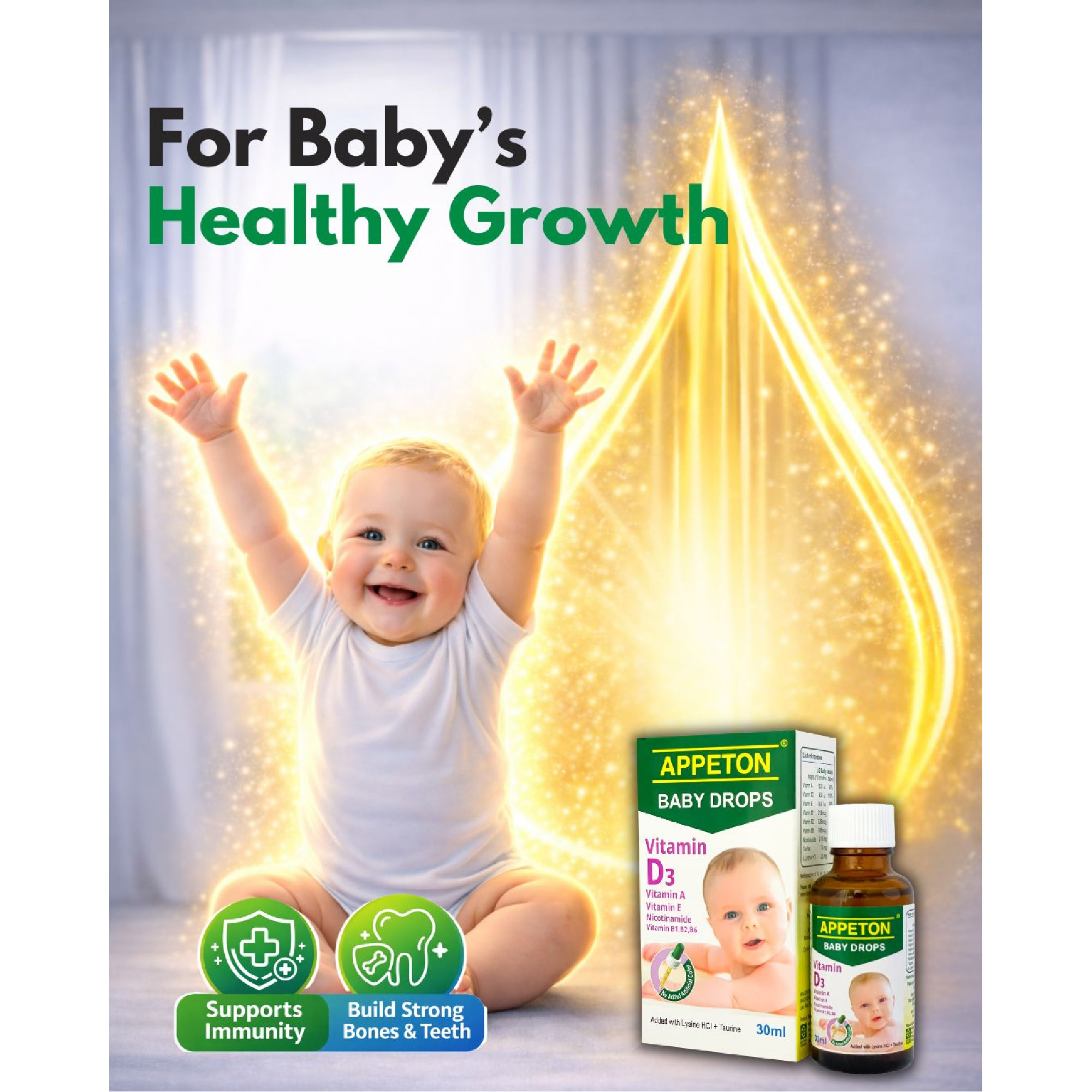 Appeton Baby Drops 30ml (with Multivatiamins, Lysine HCI + Taurine)