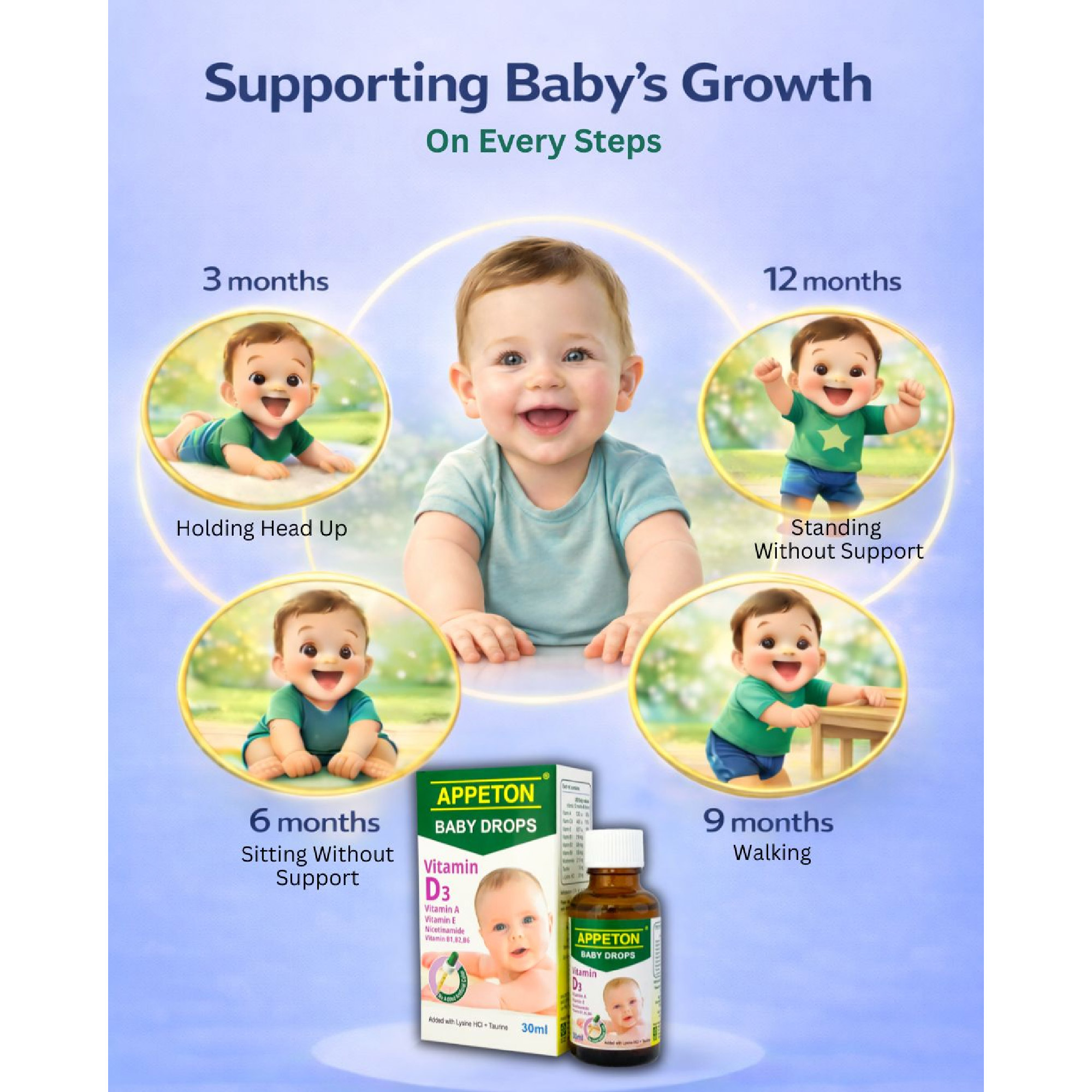 Appeton Baby Drops 30ml (with Multivatiamins, Lysine HCI + Taurine)