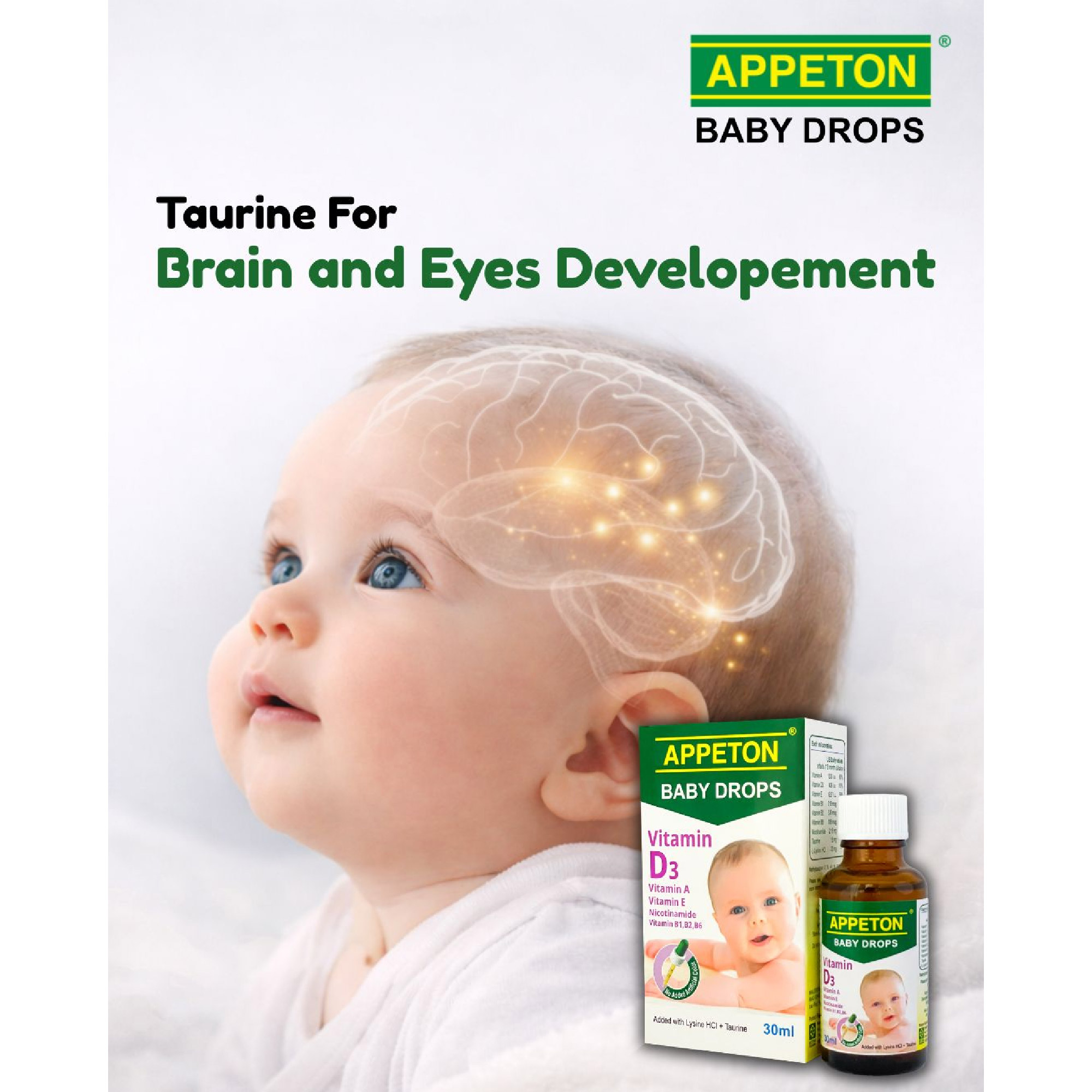 Appeton Baby Drops 30ml (with Multivatiamins, Lysine HCI + Taurine)
