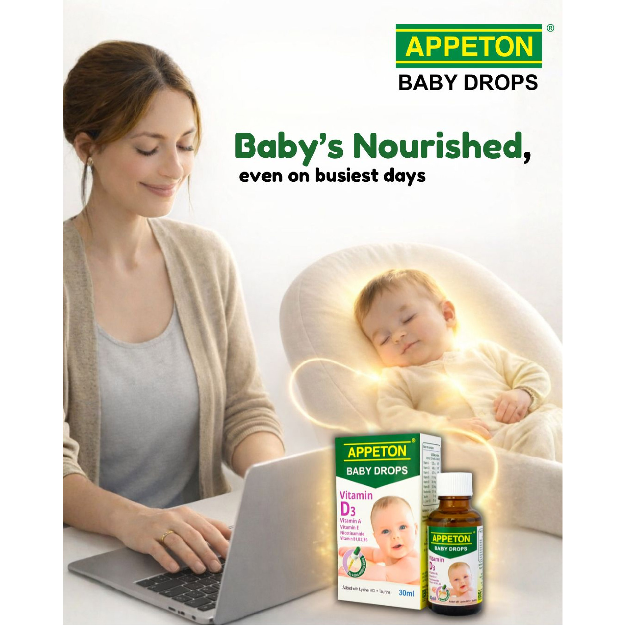 Appeton Baby Drops 30ml (with Multivatiamins, Lysine HCI + Taurine)