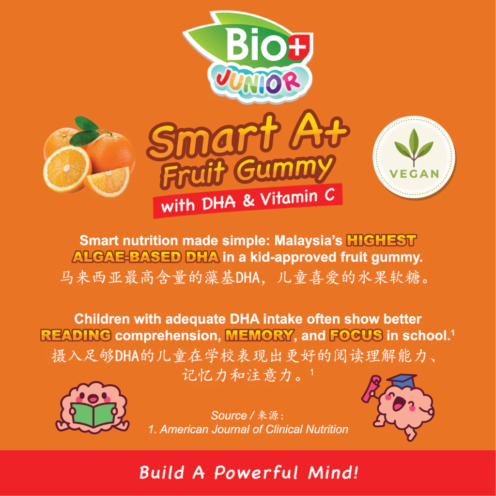 BIO+ Junior Smart A+ Gummy 80's – Multivitamin Gummies for Kids' Growth & Brain Support