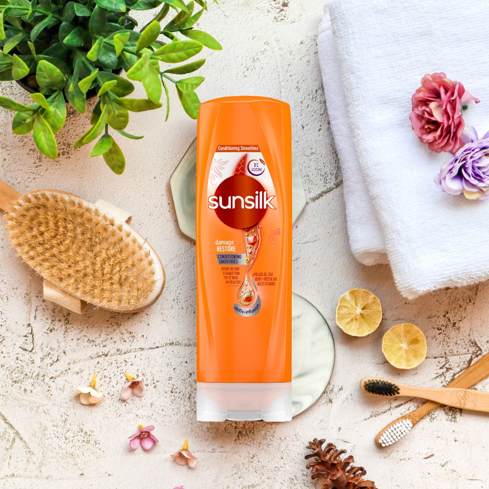 SUNSILK Conditioner Damage Restore 320ml, Perapi Rambut Lemah dan Kering, 修复受损发丝