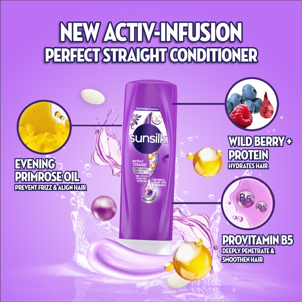 SUNSILK Conditioner Perfect Straight 300ml for Hair Smoothing Conditioner, 直顺发质护理, 毛躁发质适用