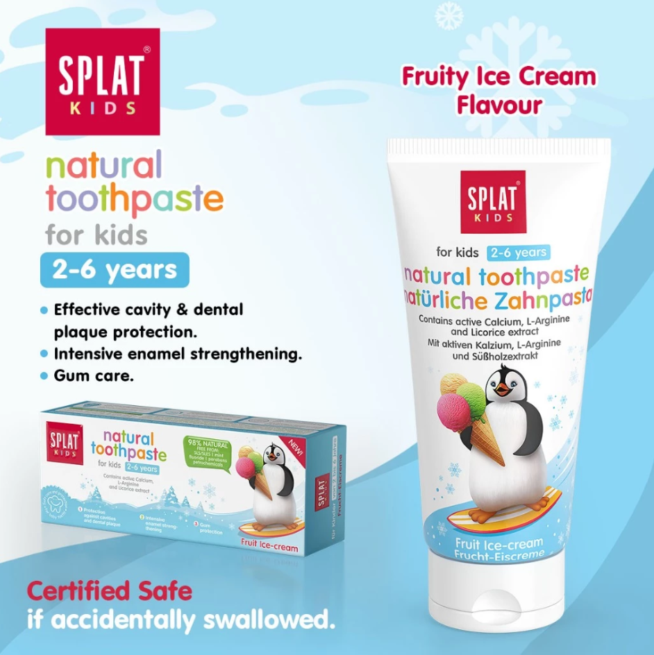 Splat Kids 2-6 Years - Fruit Ice Cream Flavour Toothpaste 50ml