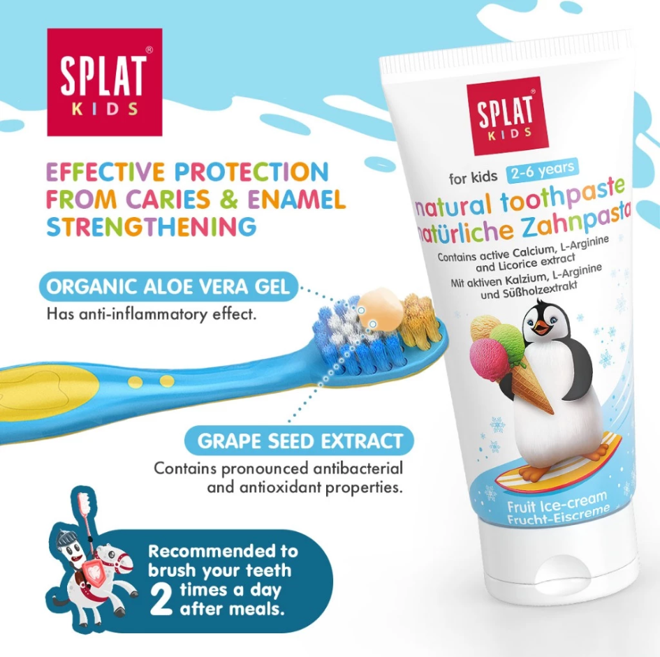 Splat Kids 2-6 Years - Fruit Ice Cream Flavour Toothpaste 50ml