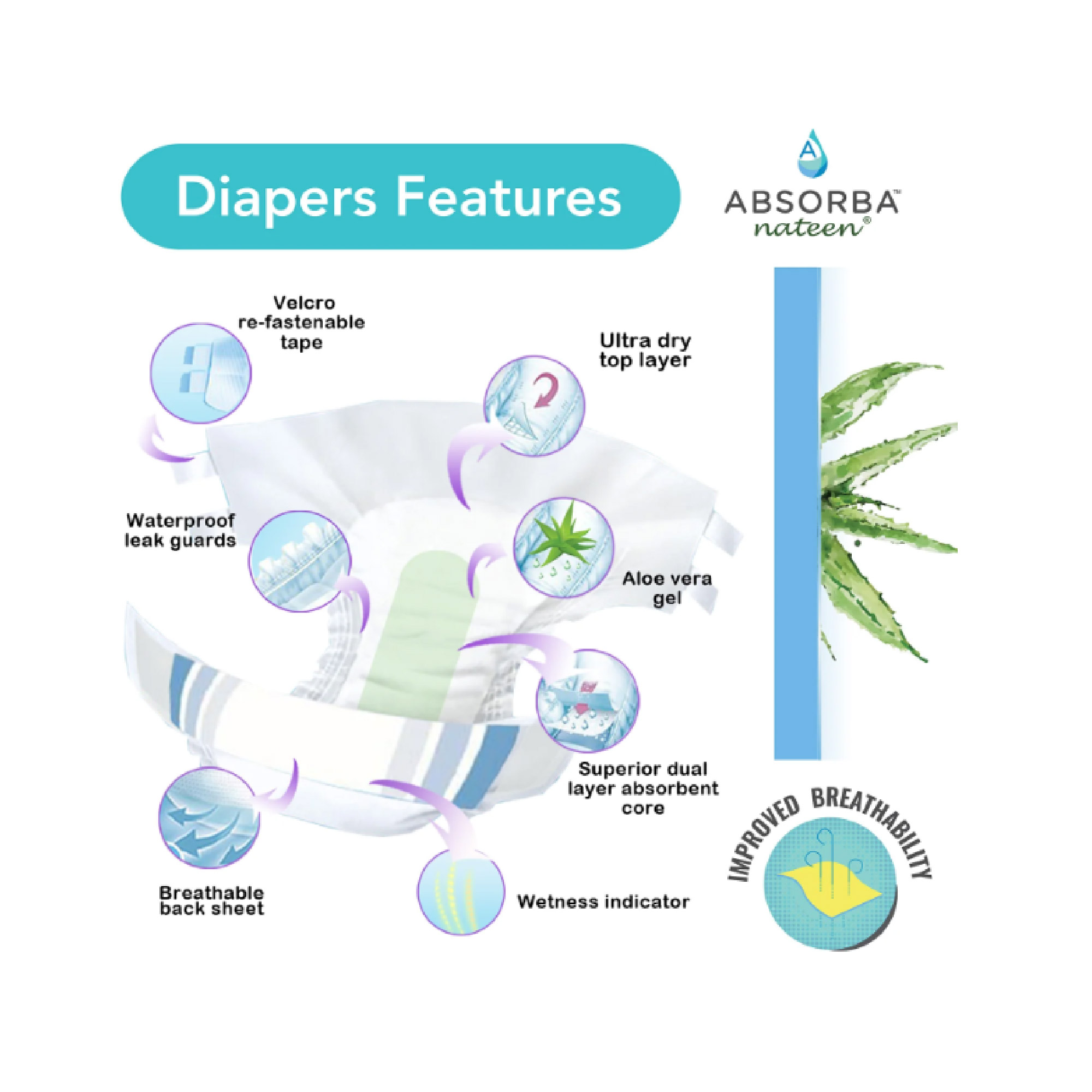 ABSORBA Nateen Maxi Plus Adult Diapers L Size 10's, Lampin Dewasa, 防漏成人纸尿裤