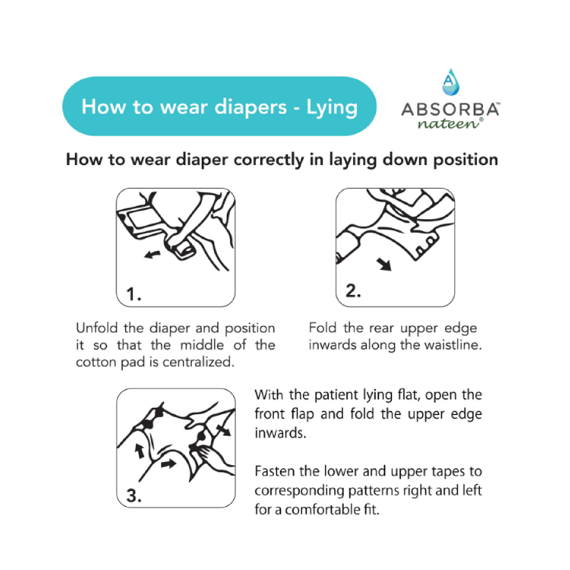 ABSORBA Nateen Maxi Plus Adult Diapers L Size 10's, Lampin Dewasa, 防漏成人纸尿裤